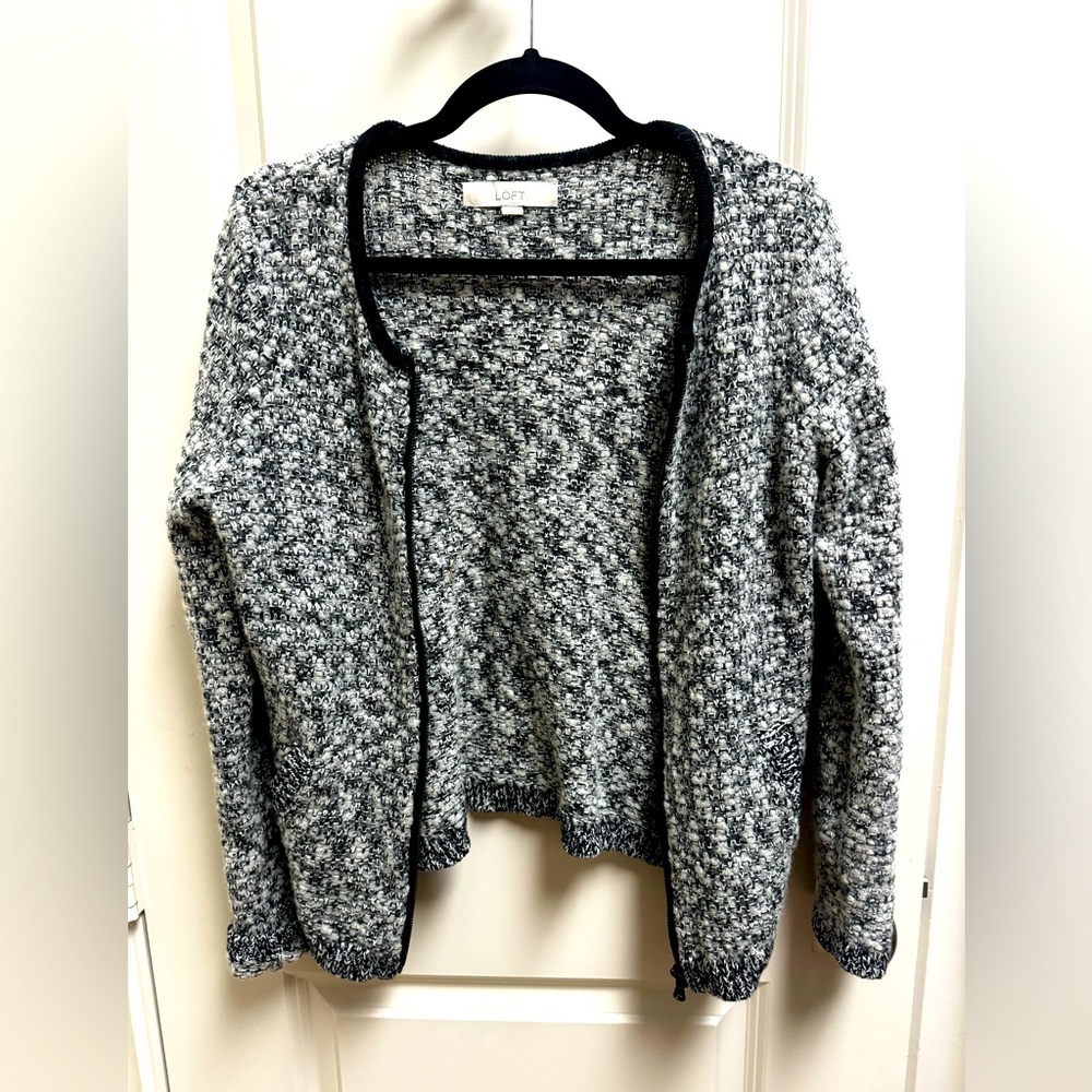 LOFT Ann Taylor Boiled wooo blend cardigan with zipper.  Size  small.